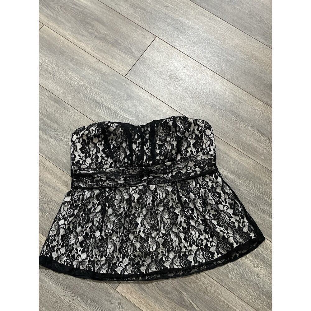 Torrid Womens Tube Top Size 1 Black Lace Sweeheart Neck Coquette Cocktail